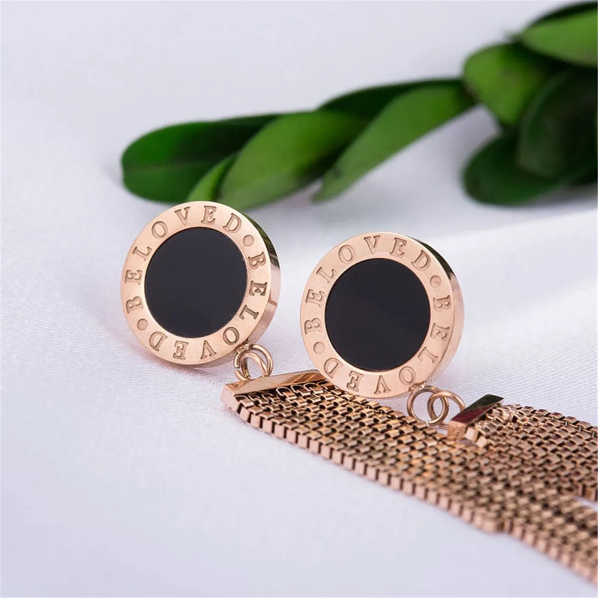 18K Rose Gold-Plated 'Beloved' Tassel Drop Earring