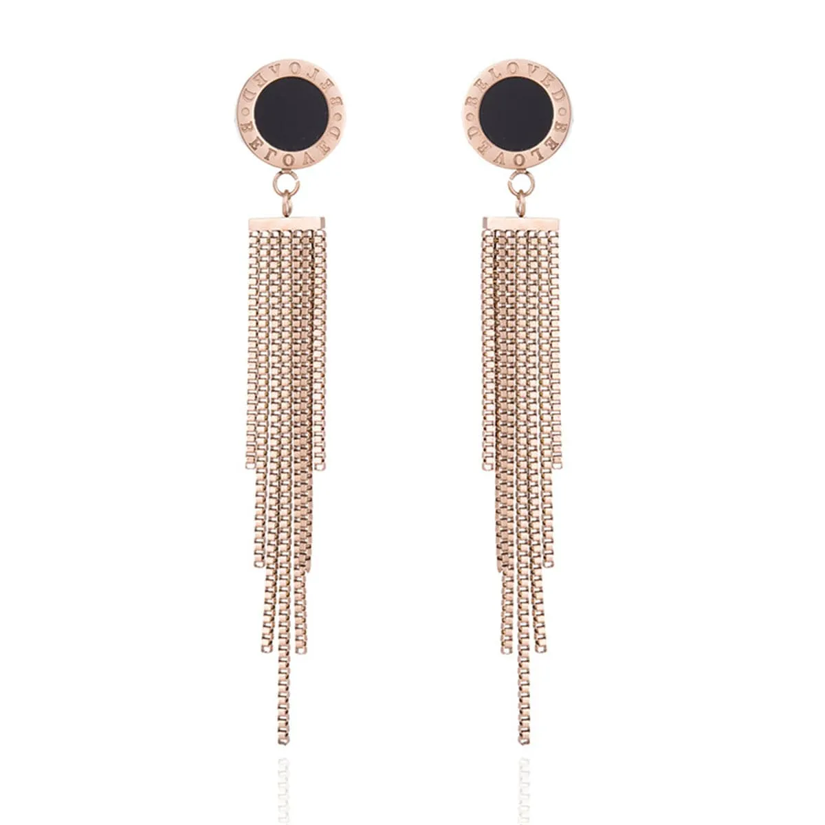 18K Rose Gold-Plated 'Beloved' Tassel Drop Earring