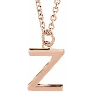 18K Rose Gold-Plated Sterling Silver Initial Z Dangle 18" Necklace