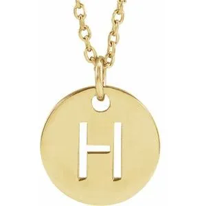 18K Yellow Gold-Plated Sterling Silver Initial H 10 mm Disc 16-18" Necklace