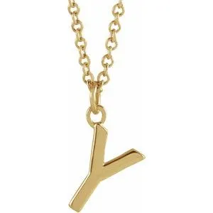 18K Yellow Gold-Plated Sterling Silver Initial Y Dangle 18" Necklace