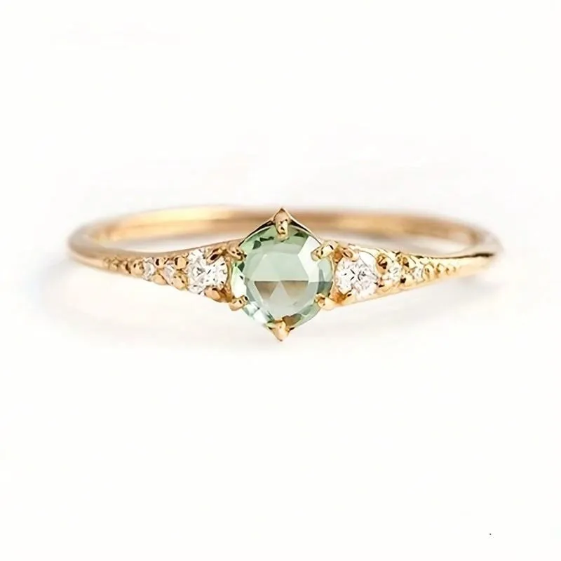 1pc New Arrival Thin Mint Green Cubic Zirconia Ring For Women, Simple Design, Stackable, Great Gift For Ladies From Gentlemen
