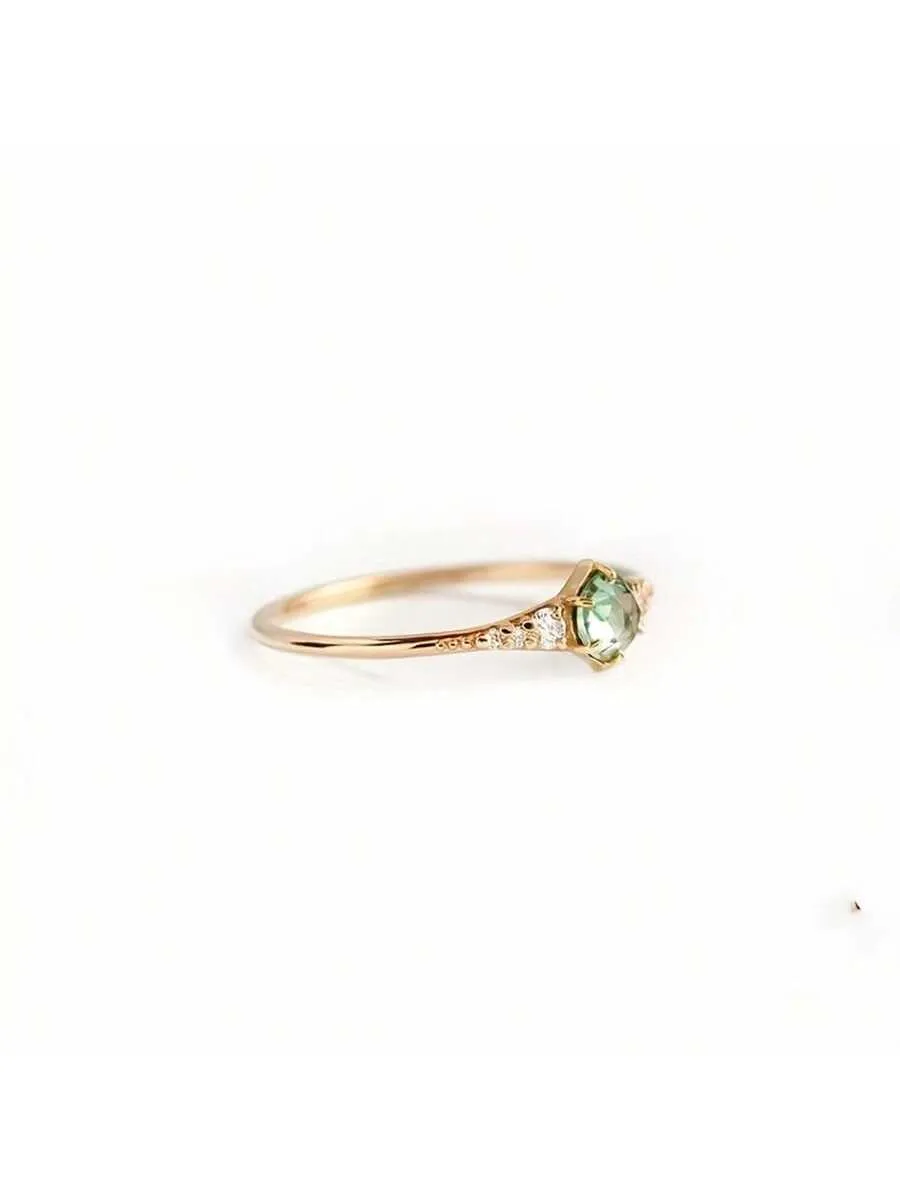 1pc New Arrival Thin Mint Green Cubic Zirconia Ring For Women, Simple Design, Stackable, Great Gift For Ladies From Gentlemen