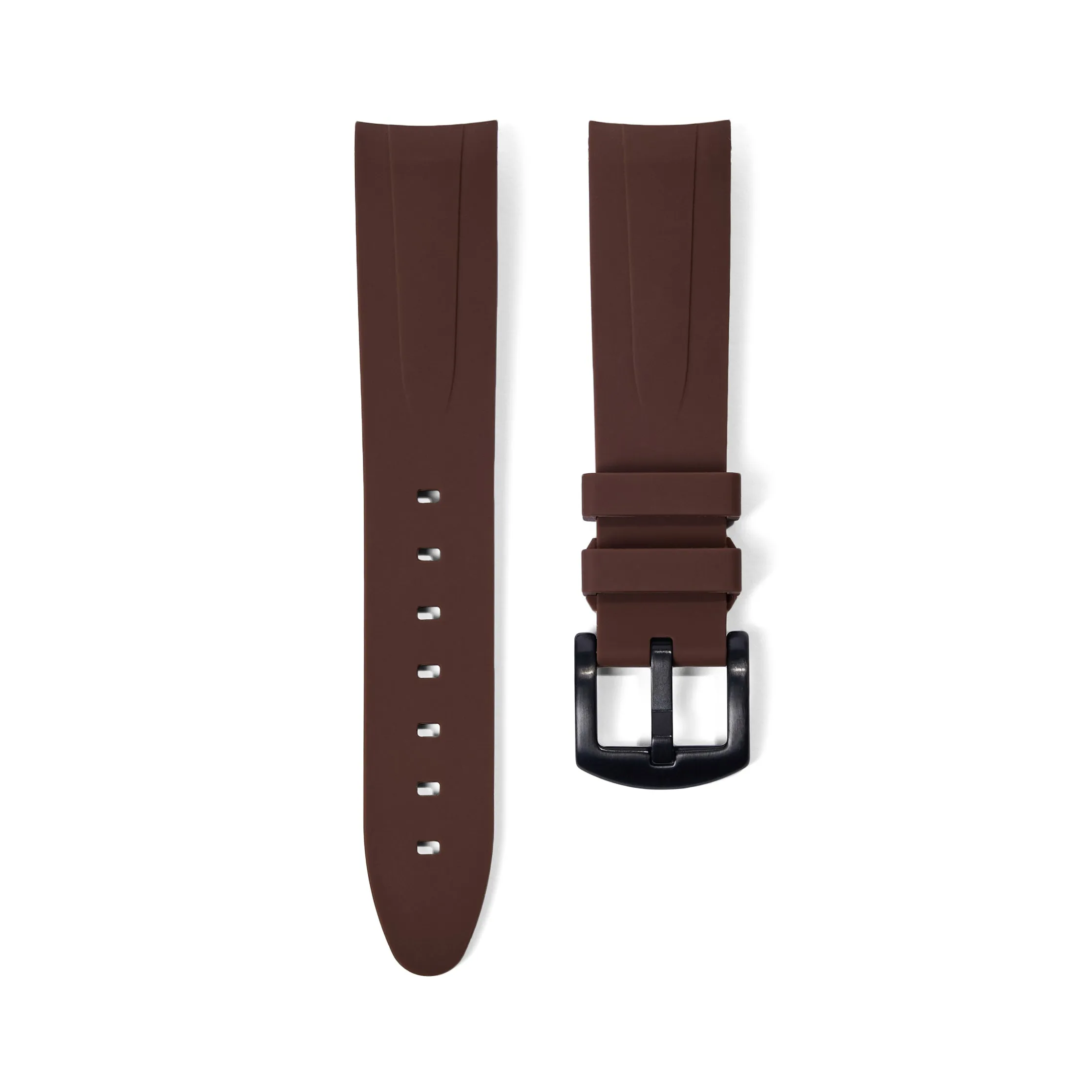 20mm Curved Ended Brown Rubber Strap