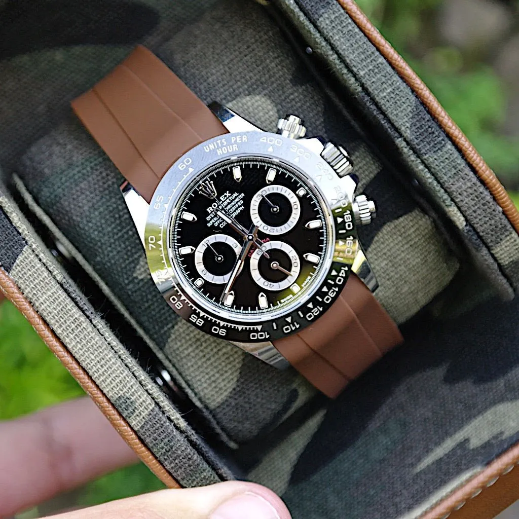 20mm Curved Ended Brown Rubber Strap