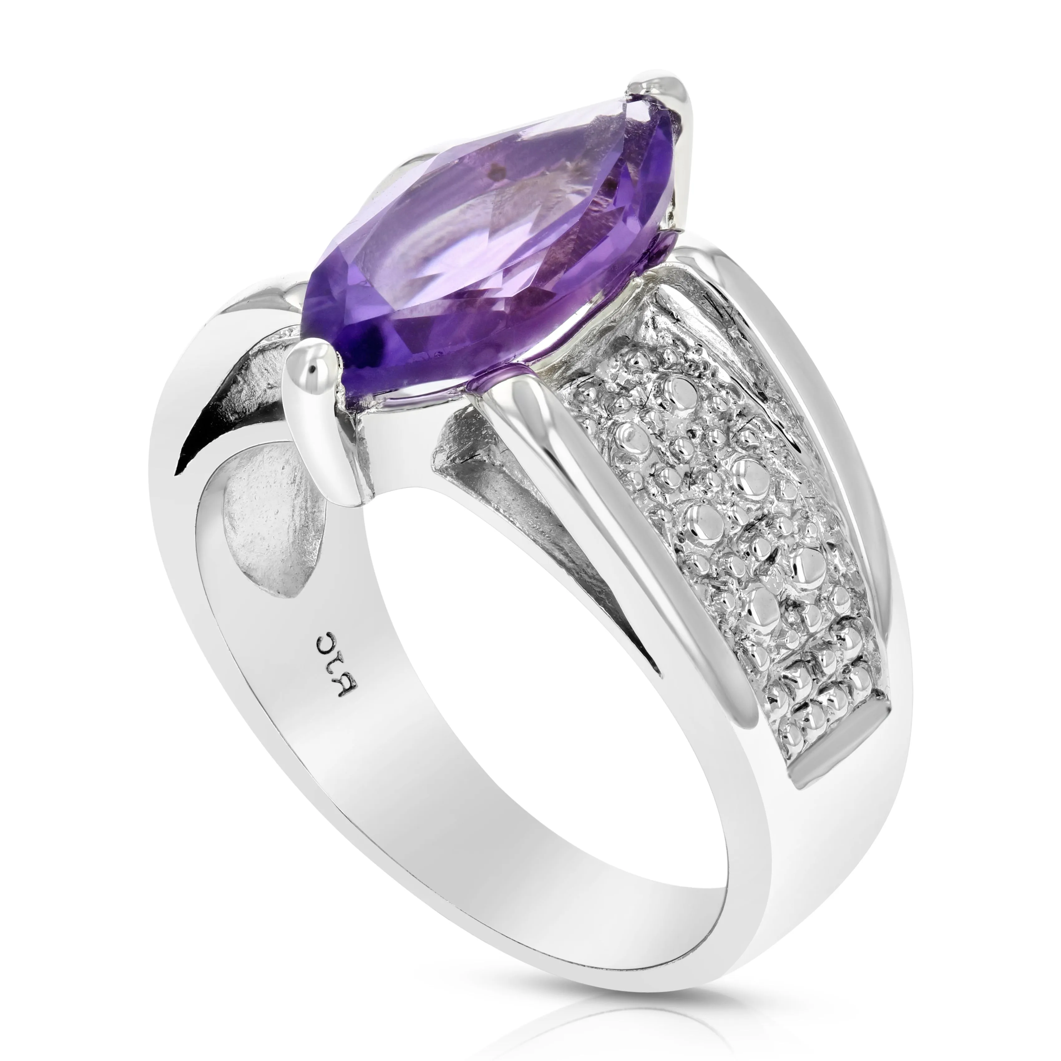 2.50 cttw Purple Amethyst Ring .925 Sterling Silver Marquise 14x7 MM Size 7