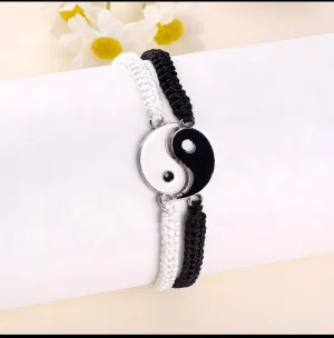2pcs/Set Yin Yang Tai Chi Matching Bracelet Adjustable Cord Friendship Bracelets For BFF Relationship Boyfriend Girlfriend Gift