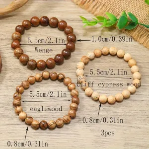 3pcs Set DIY Chicken Wing Wood Bead Bracelet Fashionable