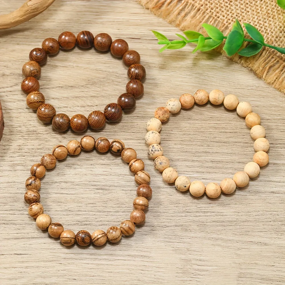 3pcs Set DIY Chicken Wing Wood Bead Bracelet Fashionable