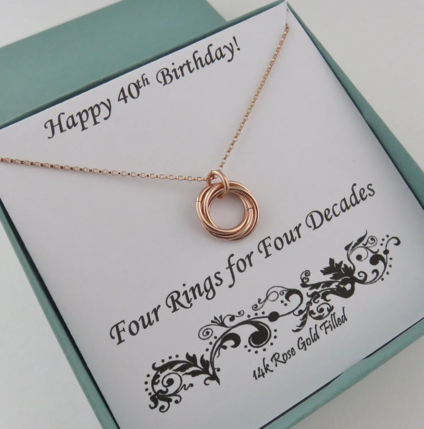 40th Birthday Gift | Rose Gold Birthday Necklace | 40th Birthday Gift for Women