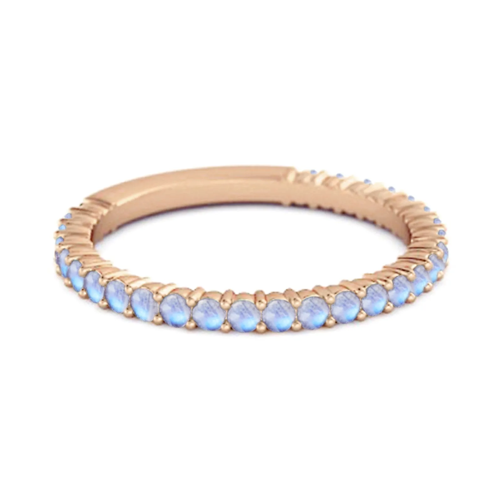 925 Silver Stacking 0.60 Ct Moonstone Eternity Raquel Ring