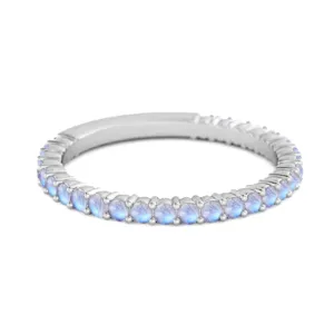925 Silver Stacking 0.60 Ct Moonstone Eternity Raquel Ring