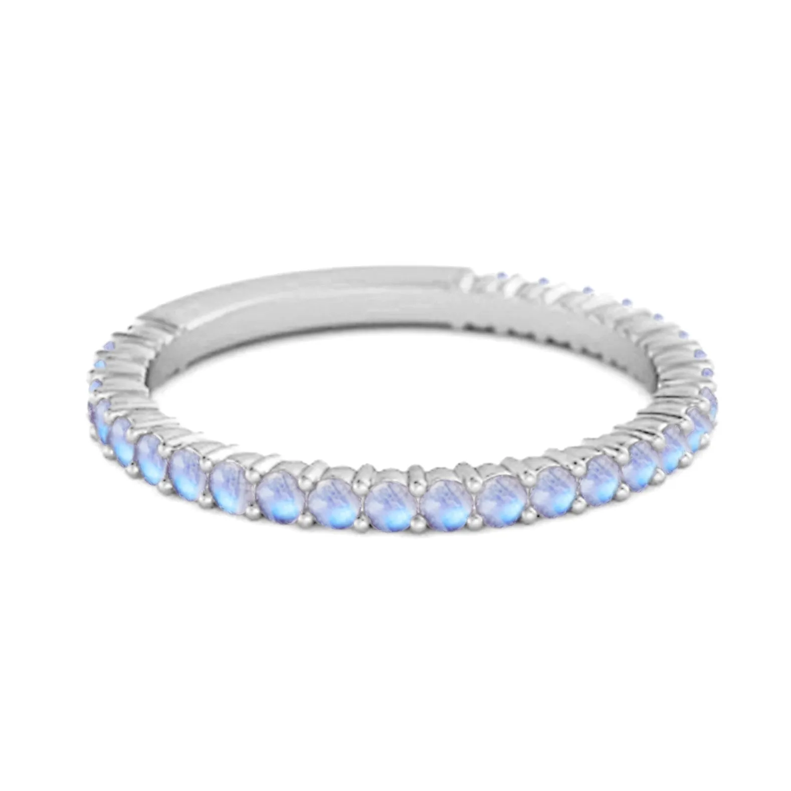 925 Silver Stacking 0.60 Ct Moonstone Eternity Raquel Ring