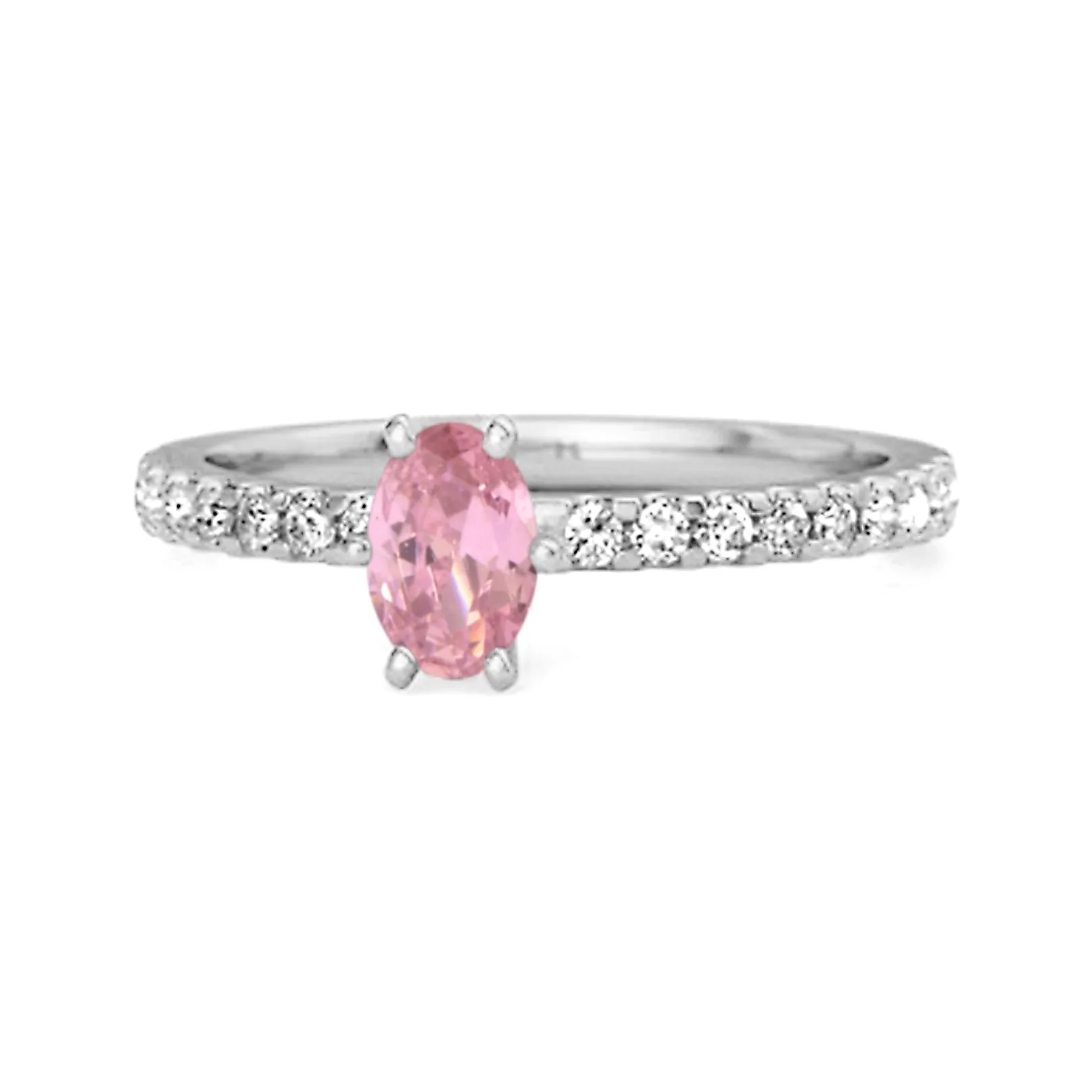 925 Sterling Silver 0.25 Ctw Pink Zirconia Solitaire Accent Dazzling Ring