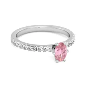 925 Sterling Silver 0.25 Ctw Pink Zirconia Solitaire Accent Dazzling Ring