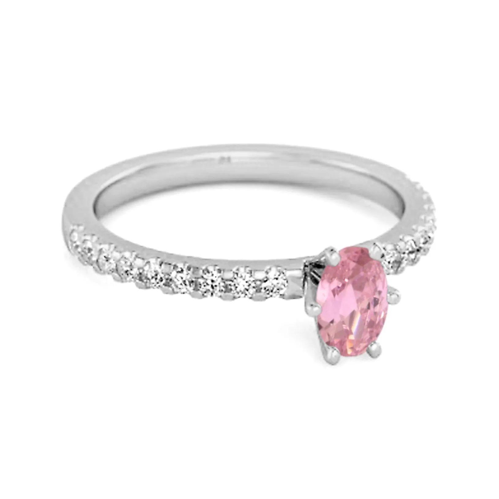 925 Sterling Silver 0.25 Ctw Pink Zirconia Solitaire Accent Dazzling Ring