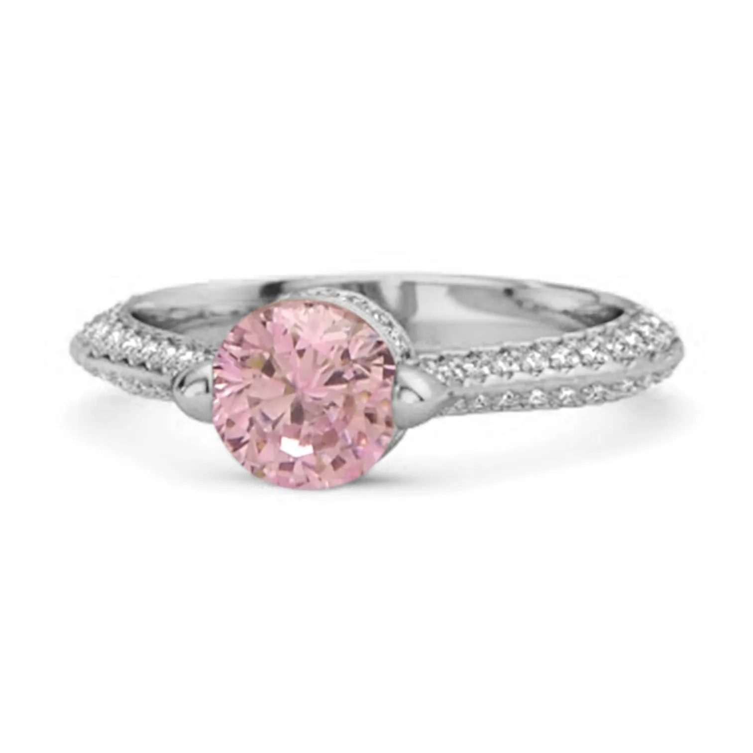 925 Sterling Silver 0.25 Ctw Pink Zirconia Solitaire Accents Ring