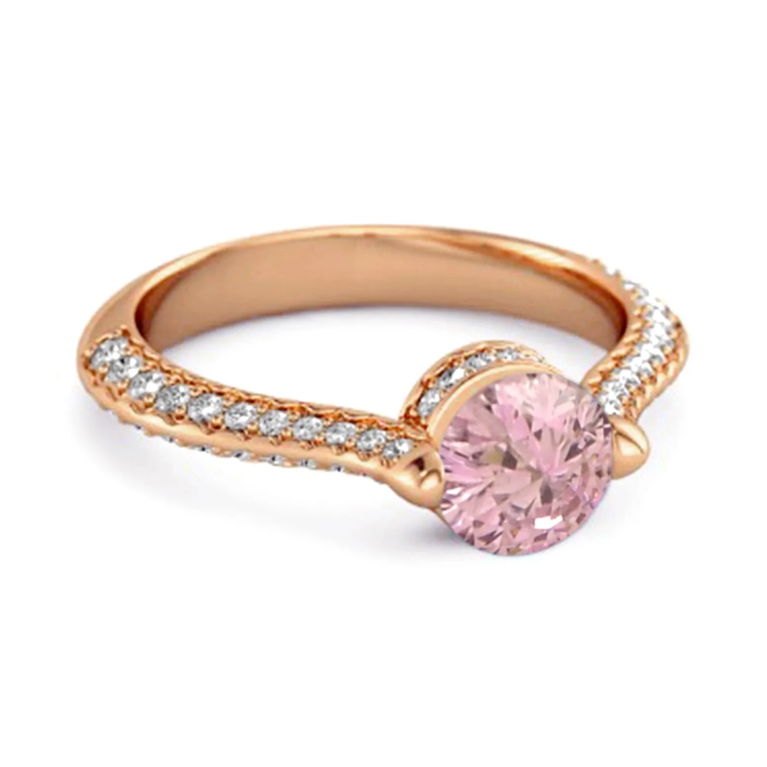 925 Sterling Silver 0.25 Ctw Pink Zirconia Solitaire Accents Ring