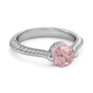 925 Sterling Silver 0.25 Ctw Pink Zirconia Solitaire Accents Ring