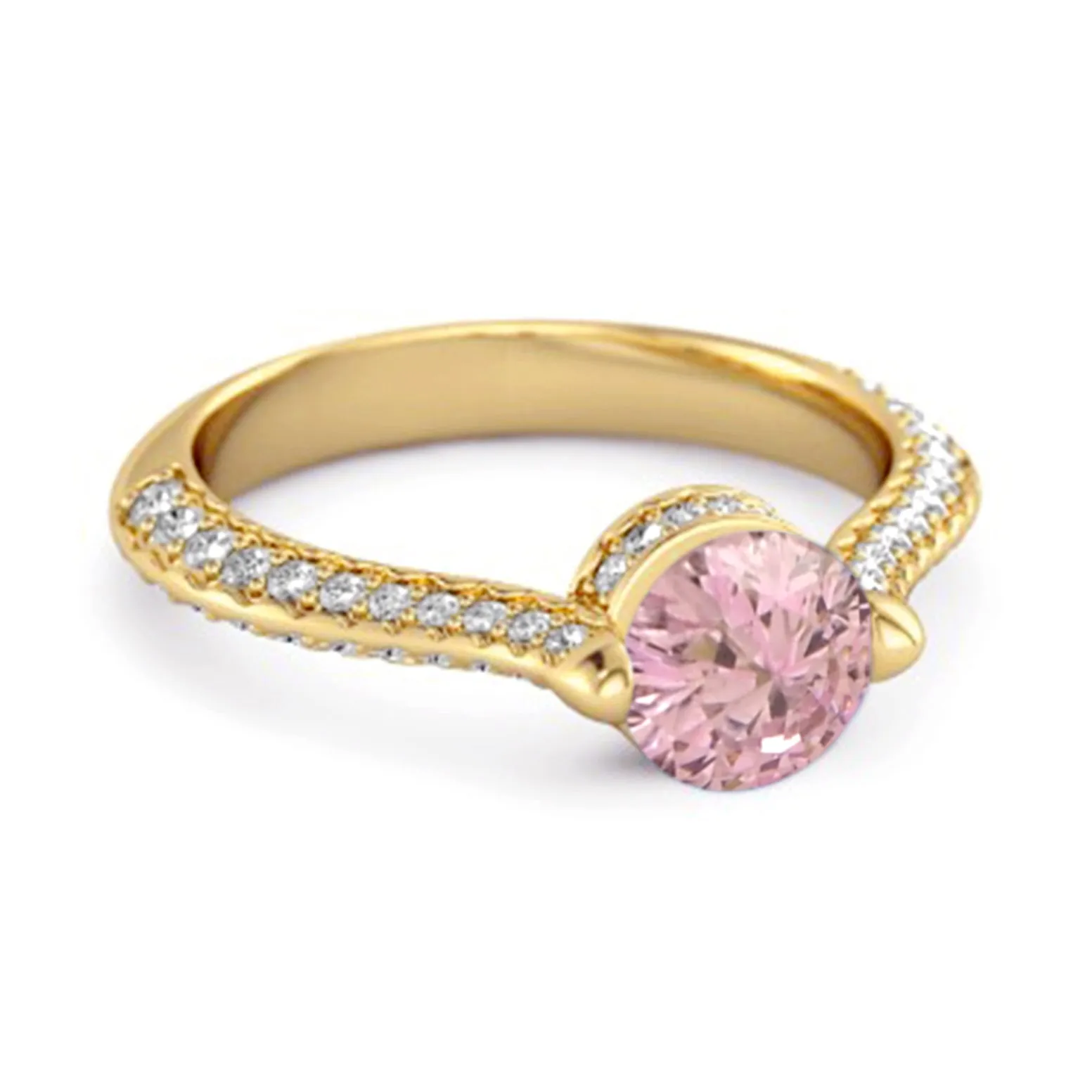 925 Sterling Silver 0.25 Ctw Pink Zirconia Solitaire Accents Ring
