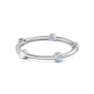 925 Sterling Silver 0.30 Ct Moonstone Stackable Wedding Ring