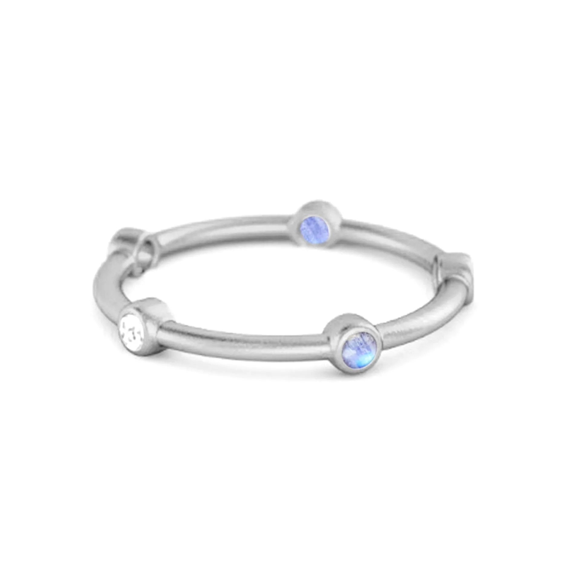 925 Sterling Silver 0.30 Ct Moonstone Stackable Wedding Ring
