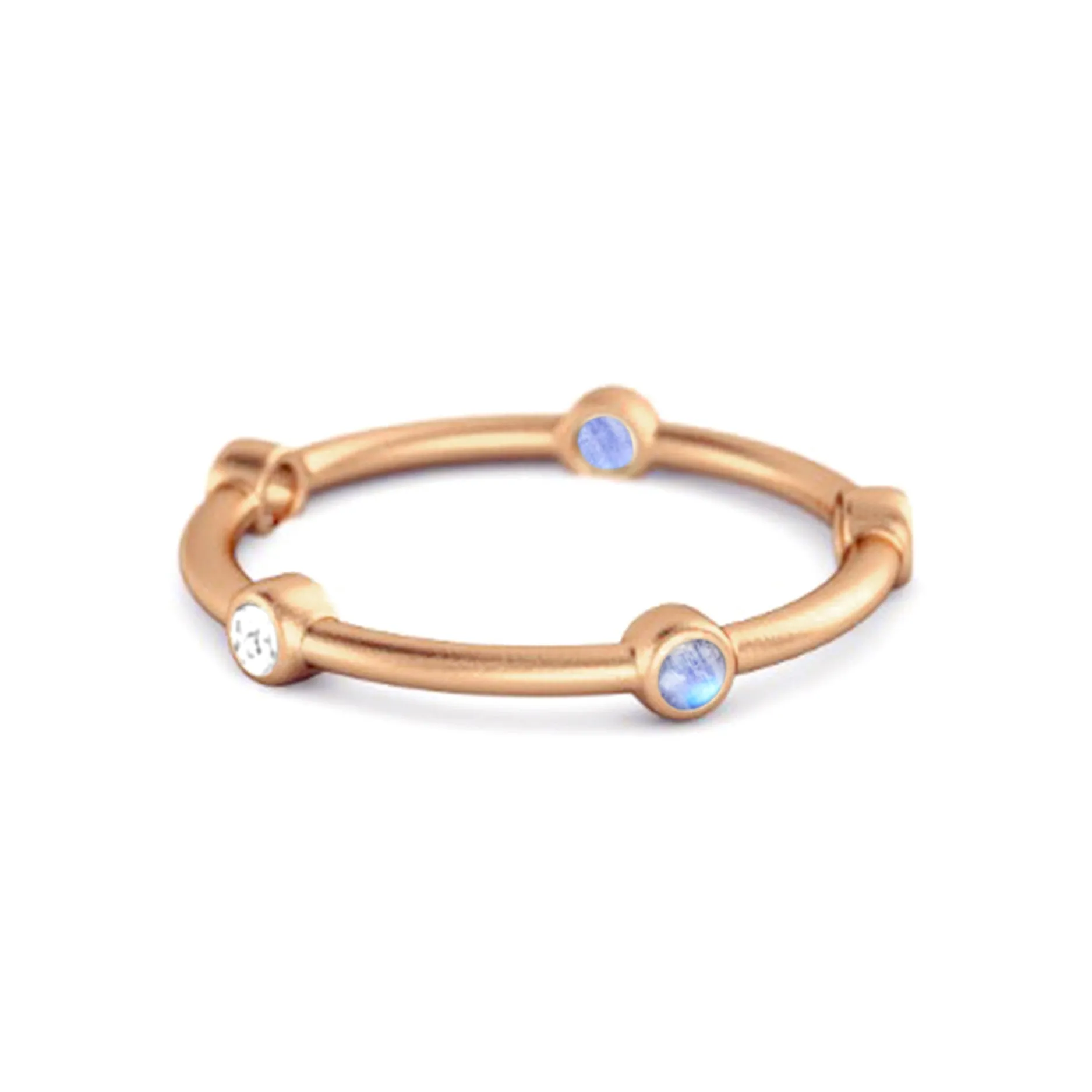 925 Sterling Silver 0.30 Ct Moonstone Stackable Wedding Ring