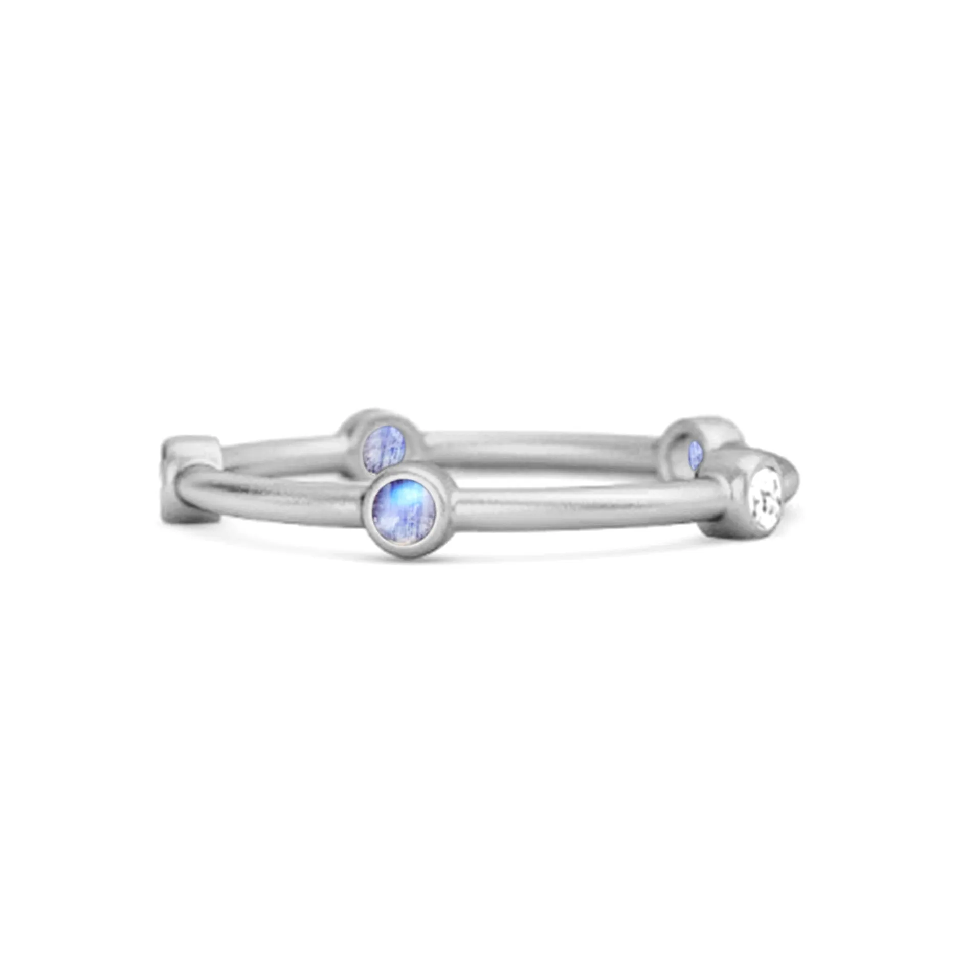 925 Sterling Silver 0.30 Ct Moonstone Stackable Wedding Ring