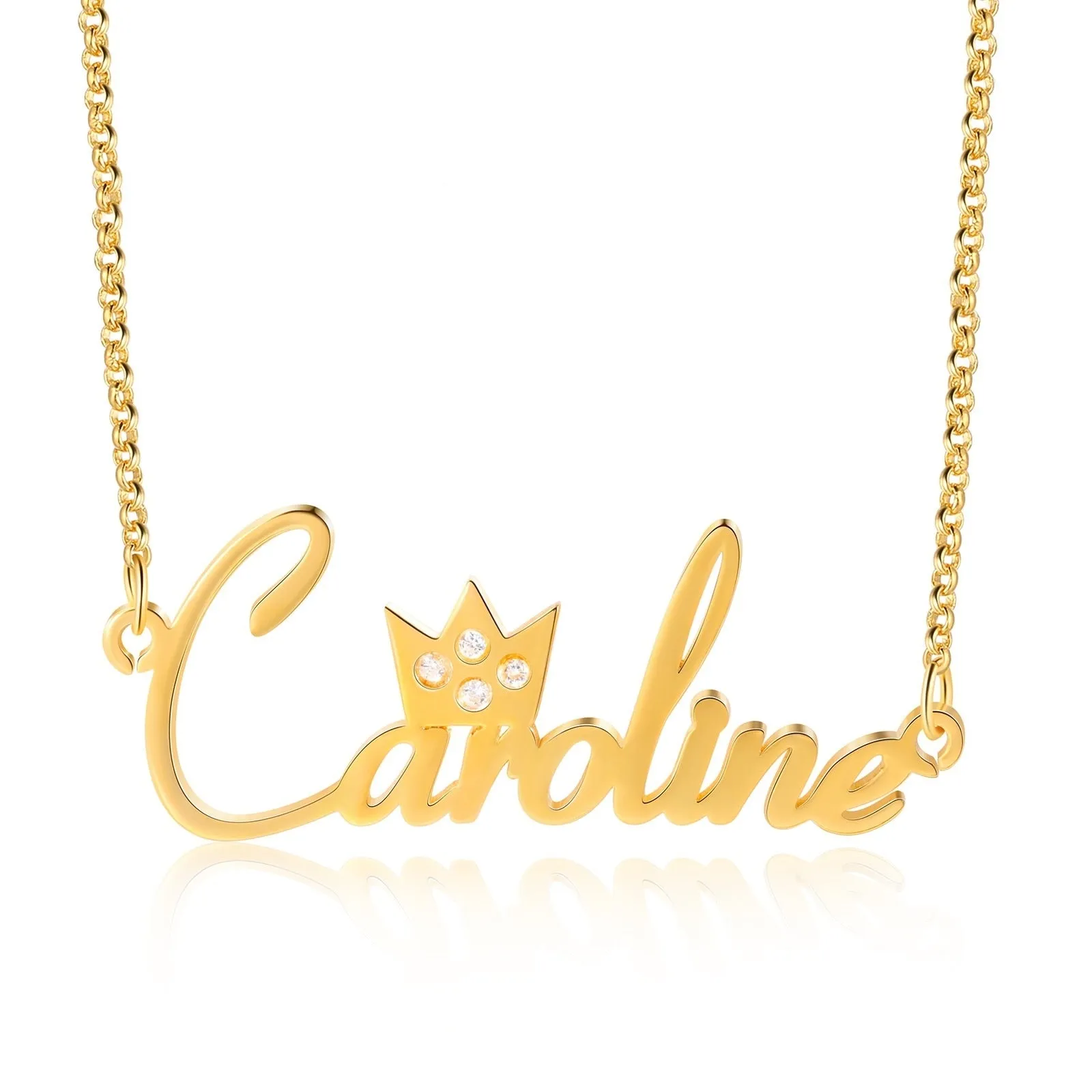925 Sterling Silver Crown Nameplate Necklace