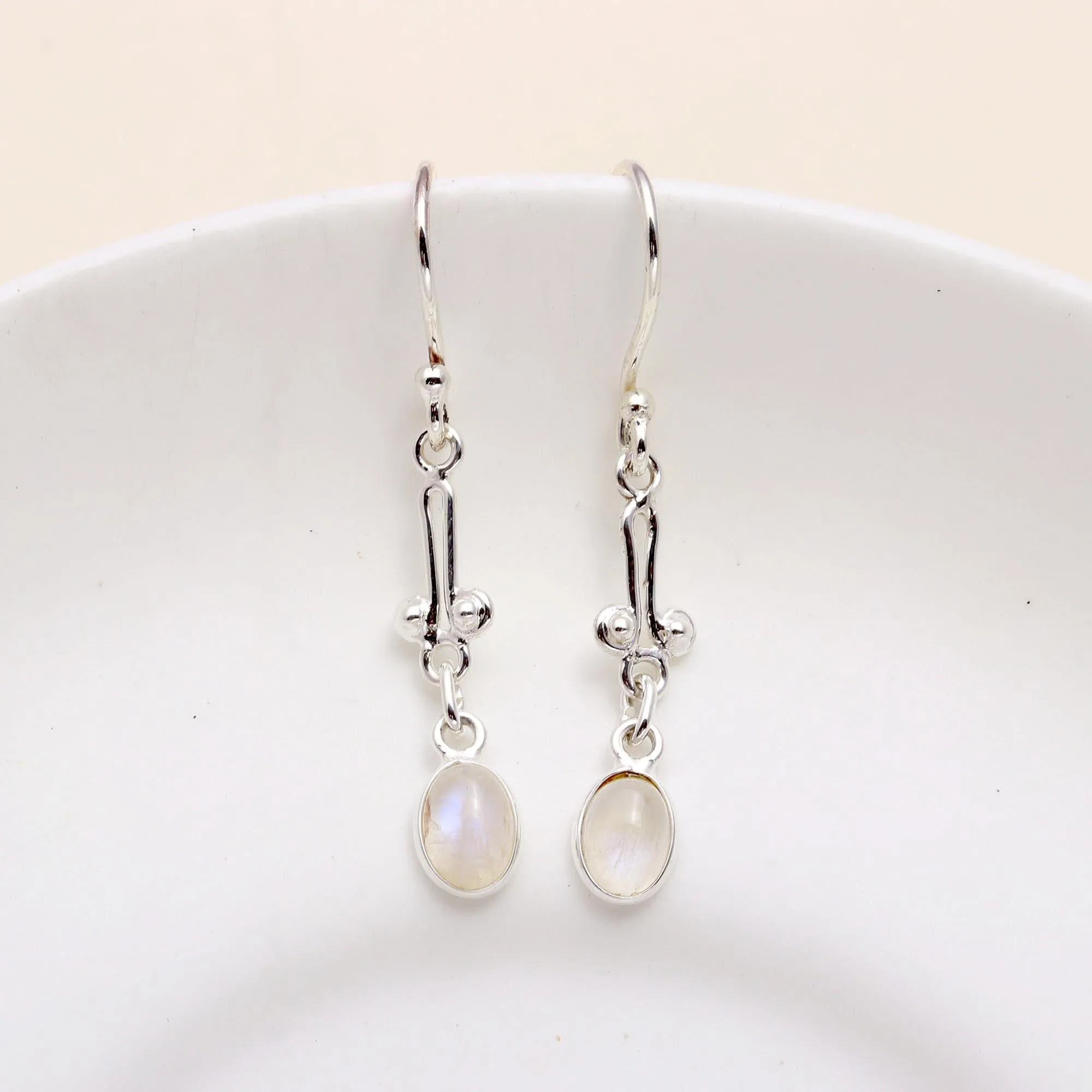 925 Sterling Silver Moonstone Dangle Earrings