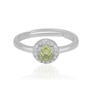 925 Sterling Silver November Month Circle Peridot Birthstone Ring For Women