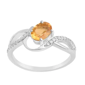 925 Sterling Silver Oval 7X5MM Citrine Birthstone Rings