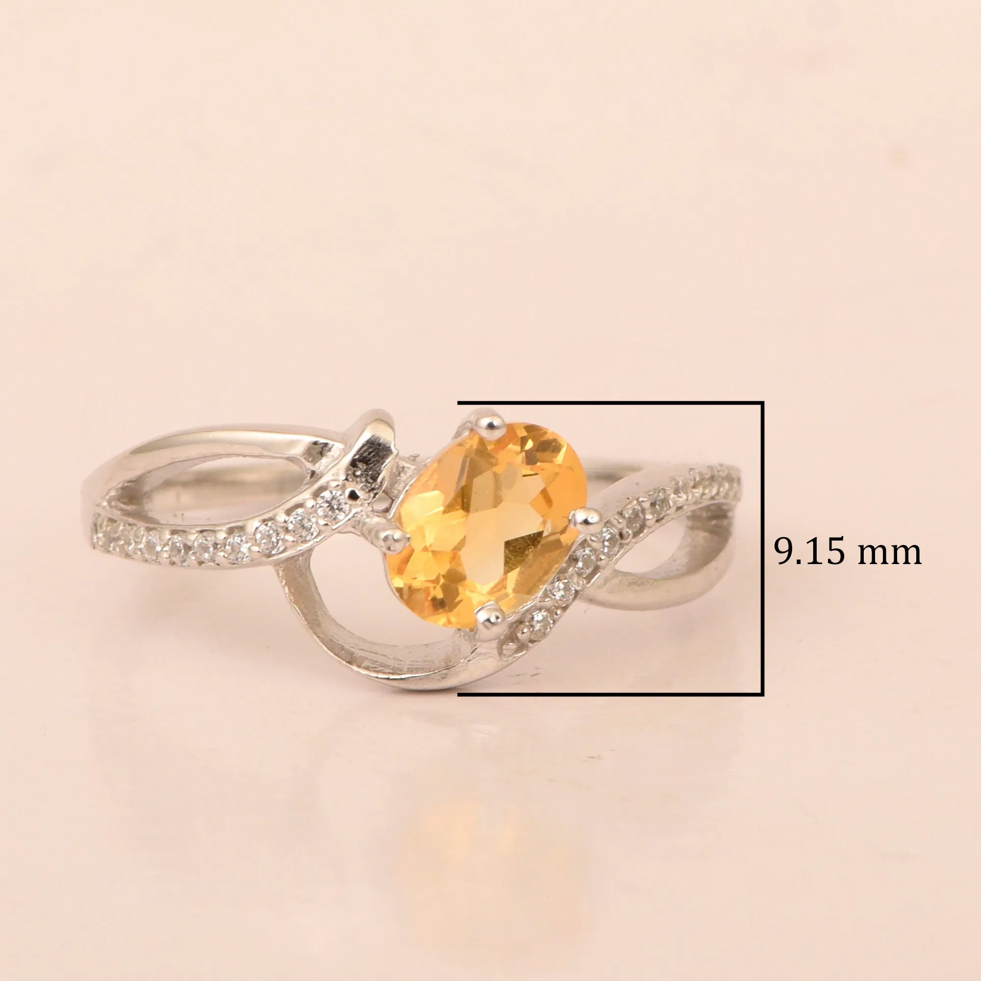 925 Sterling Silver Oval 7X5MM Citrine Birthstone Rings
