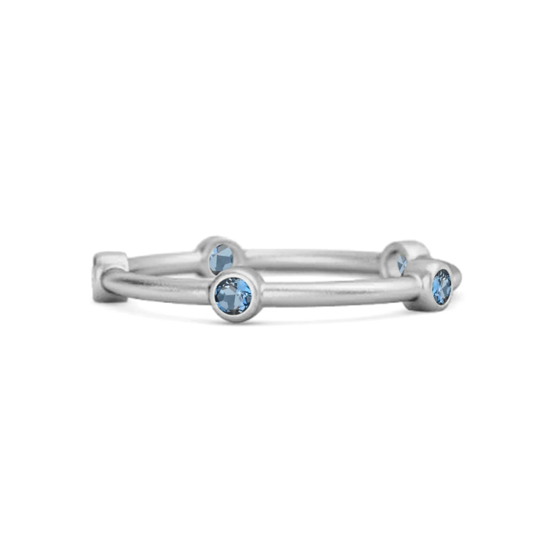 925 Sterling Silver Stackable Wedding Band London Blue Topaz Five Stone Ring