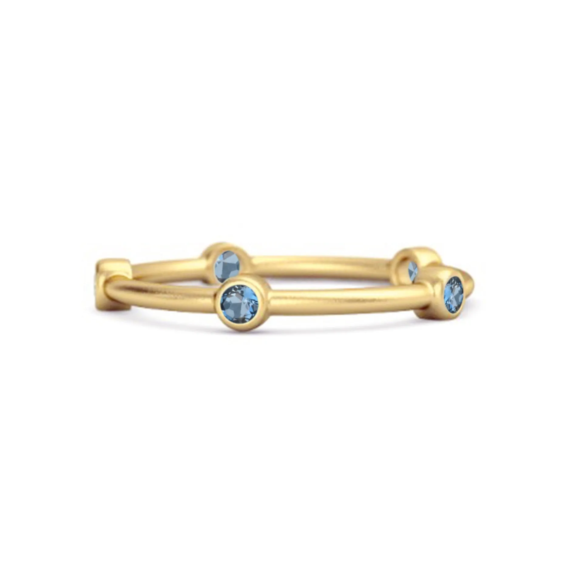 925 Sterling Silver Stackable Wedding Band London Blue Topaz Five Stone Ring
