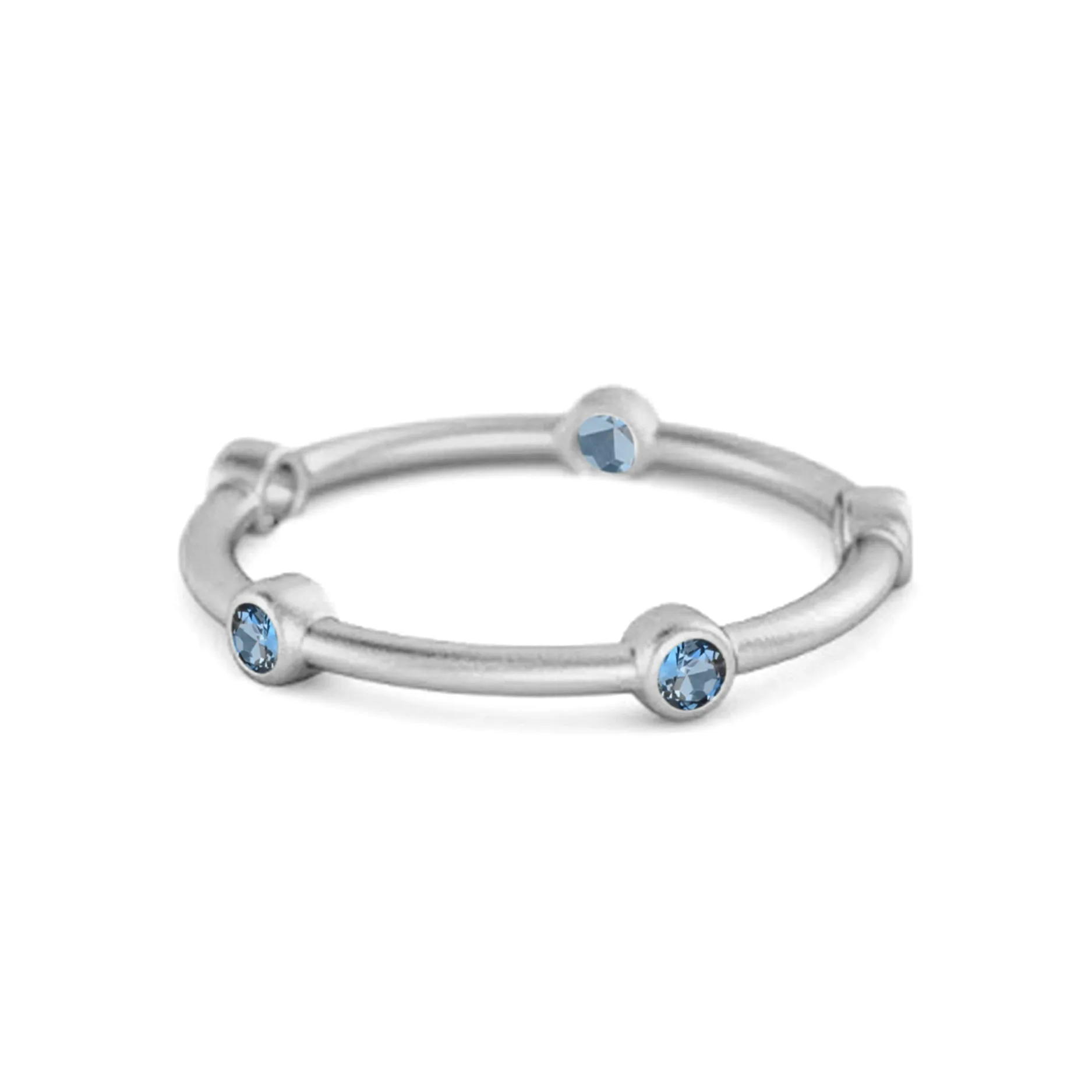 925 Sterling Silver Stackable Wedding Band London Blue Topaz Five Stone Ring
