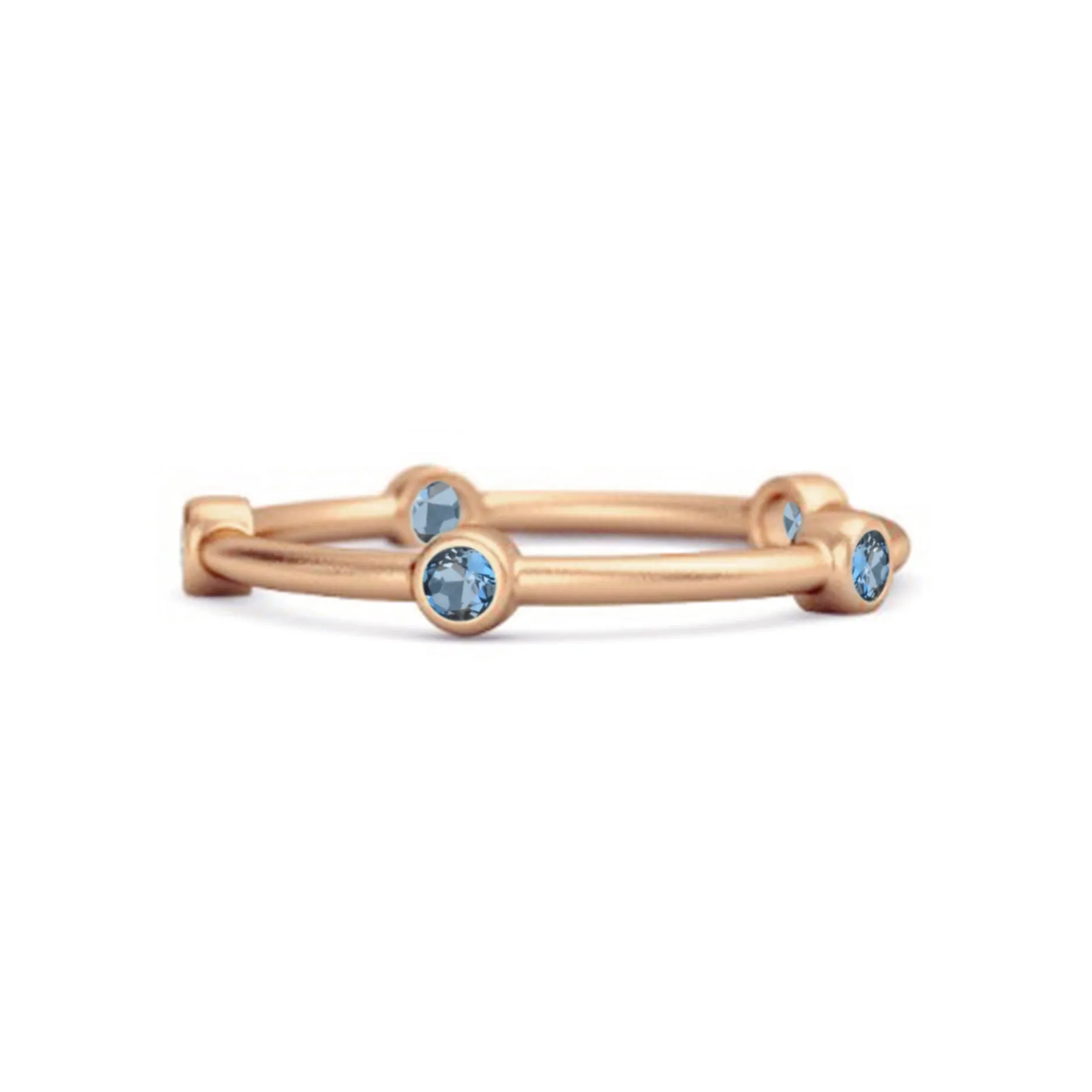 925 Sterling Silver Stackable Wedding Band London Blue Topaz Five Stone Ring