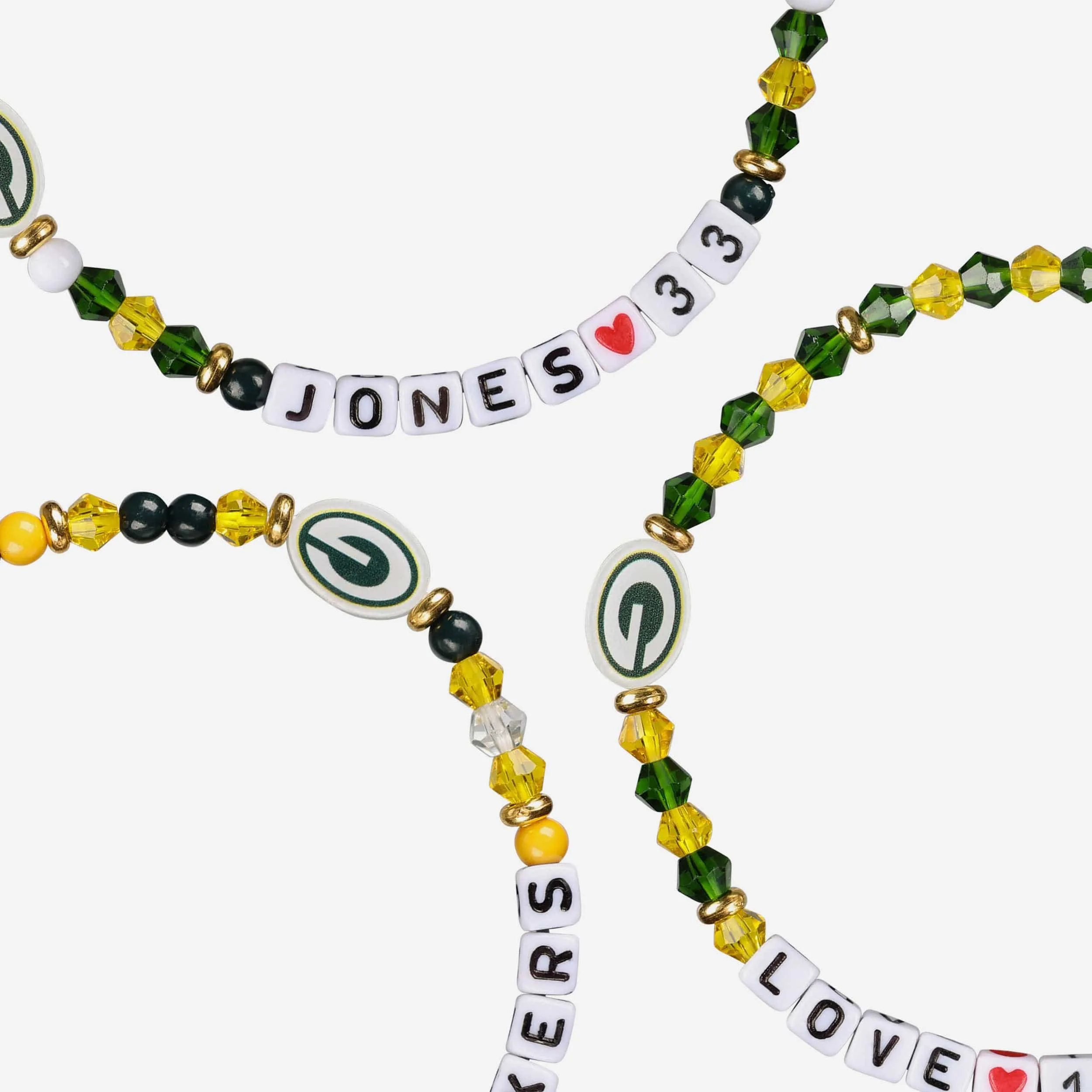 Aaron Jones & Jordan Love Green Bay Packers 3 Pack Player Friendship Bracelet