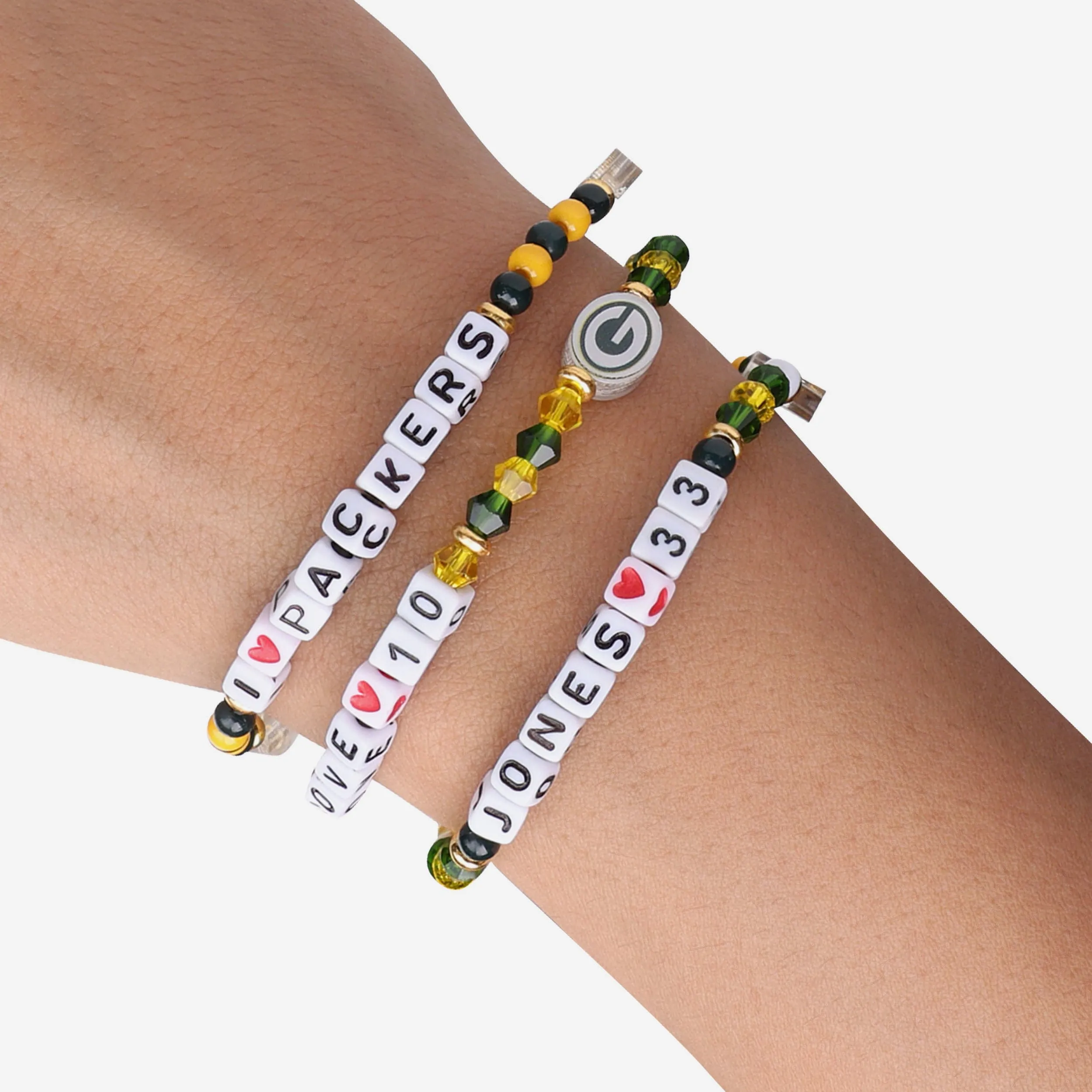 Aaron Jones & Jordan Love Green Bay Packers 3 Pack Player Friendship Bracelet