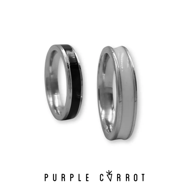 Accent Stripe Rings (White & Black)