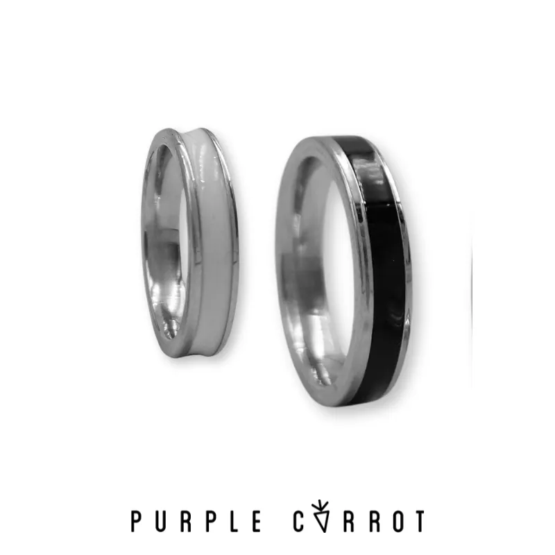 Accent Stripe Rings (White & Black)
