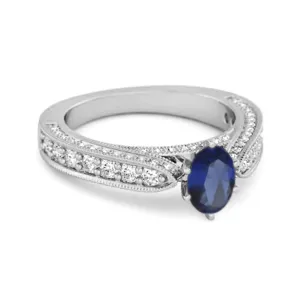 Accents 1.50 Ct Blue Sapphire Solitaire Ring In 925 Sterling Silver