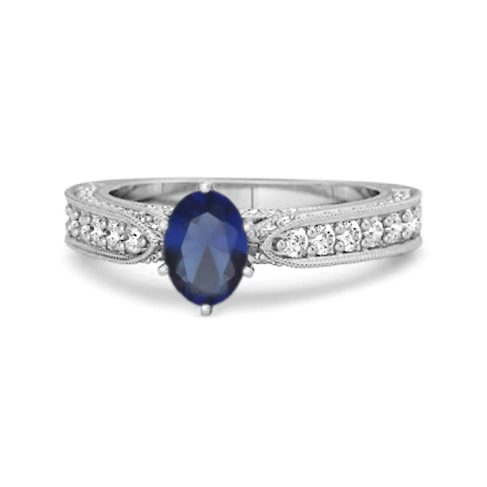 Accents 1.50 Ct Blue Sapphire Solitaire Ring In 925 Sterling Silver
