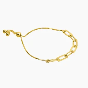 Alessia Paperclip Adjustable Friendship Bracelet (Gold)