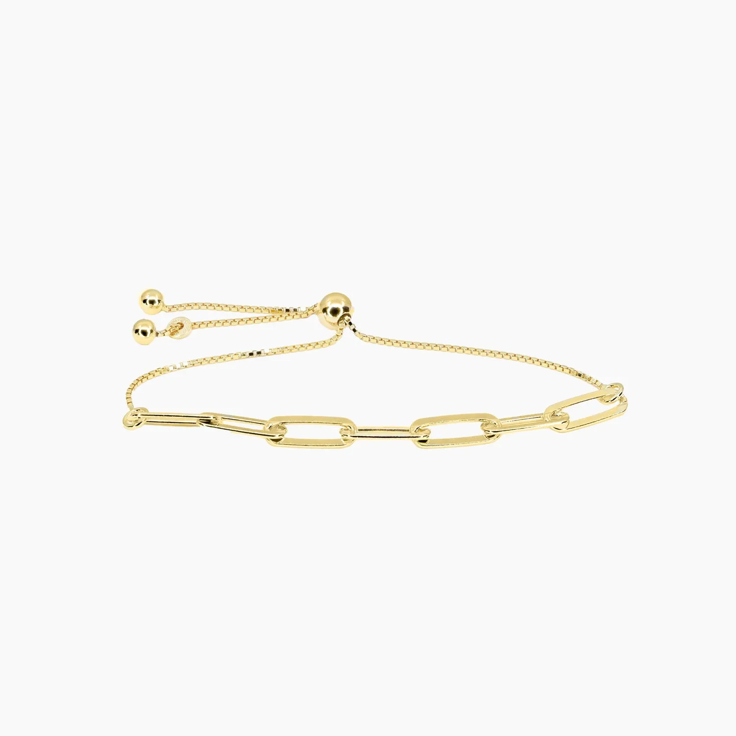 Alessia Paperclip Adjustable Friendship Bracelet (Gold)