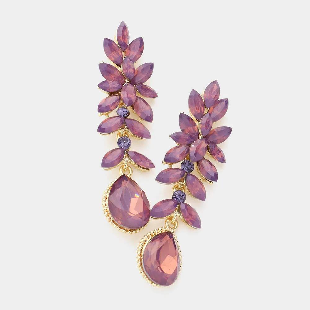 Amethyst Crystal Marquise Dangle Pageant Earrings | Prom Earrings | 535044