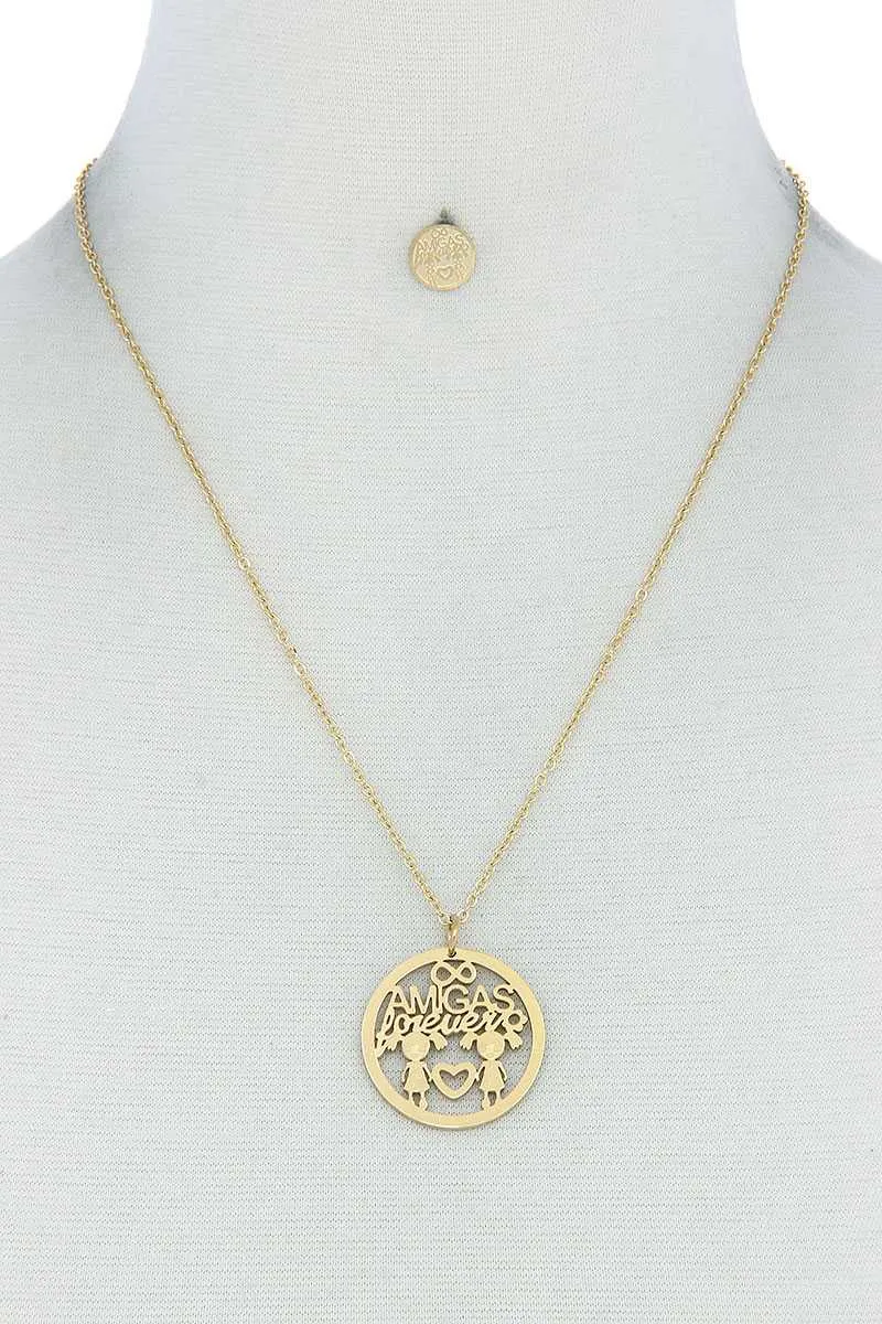 Amigas Forever Pendant Necklace And Earring Set