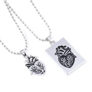 Anatomical Human Heart Pendant Necklace Set