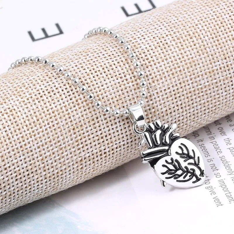 Anatomical Human Heart Pendant Necklace Set