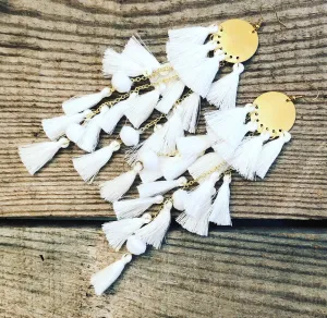 Angel White Tassel Earrings